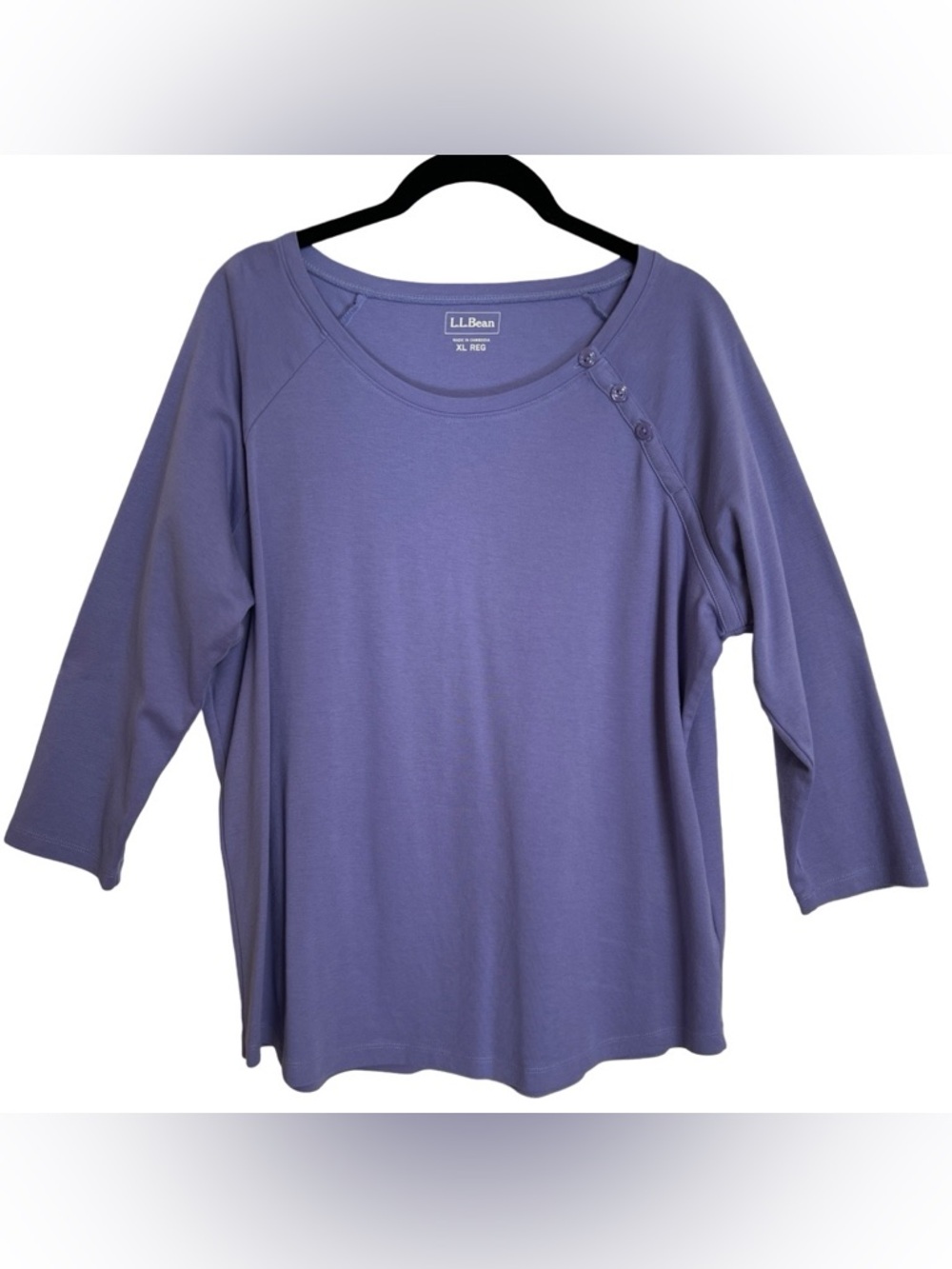 LL Bean 3/4 Sleeve Periwinkle Soft Knit Top SZ XL X-Large